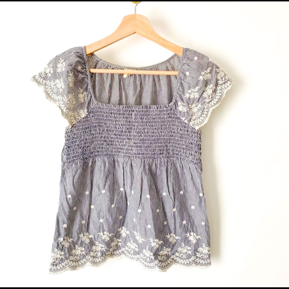 Anthropologie | Edme & Esyllte Embroidered Smock Top